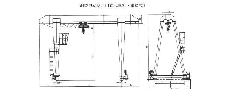 MH型電動葫蘆單梁門式蜜桃久久无码機結構圖