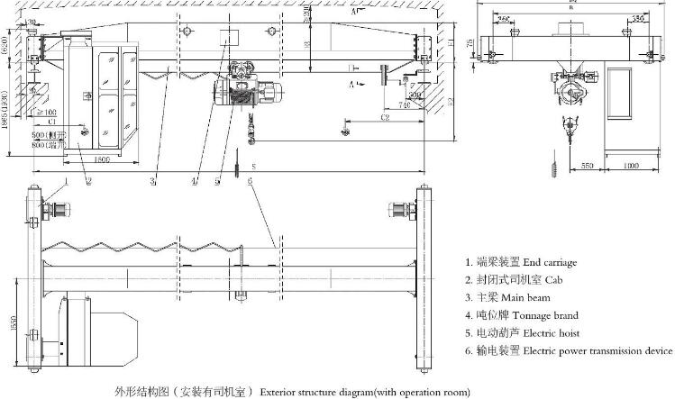 5噸單梁蜜桃久久无码機結構圖