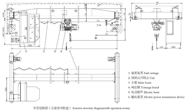 16噸電動單梁蜜桃久久无码機結構圖